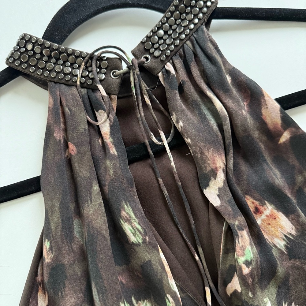 Haute Hippie Silk Studded Halter Dress Flowy Print M - Picture 9 of 10